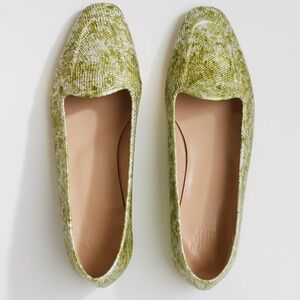Maryam Nassir Zadeh Pascal Green Snakeskin Leather Loafers Flats 37 3
